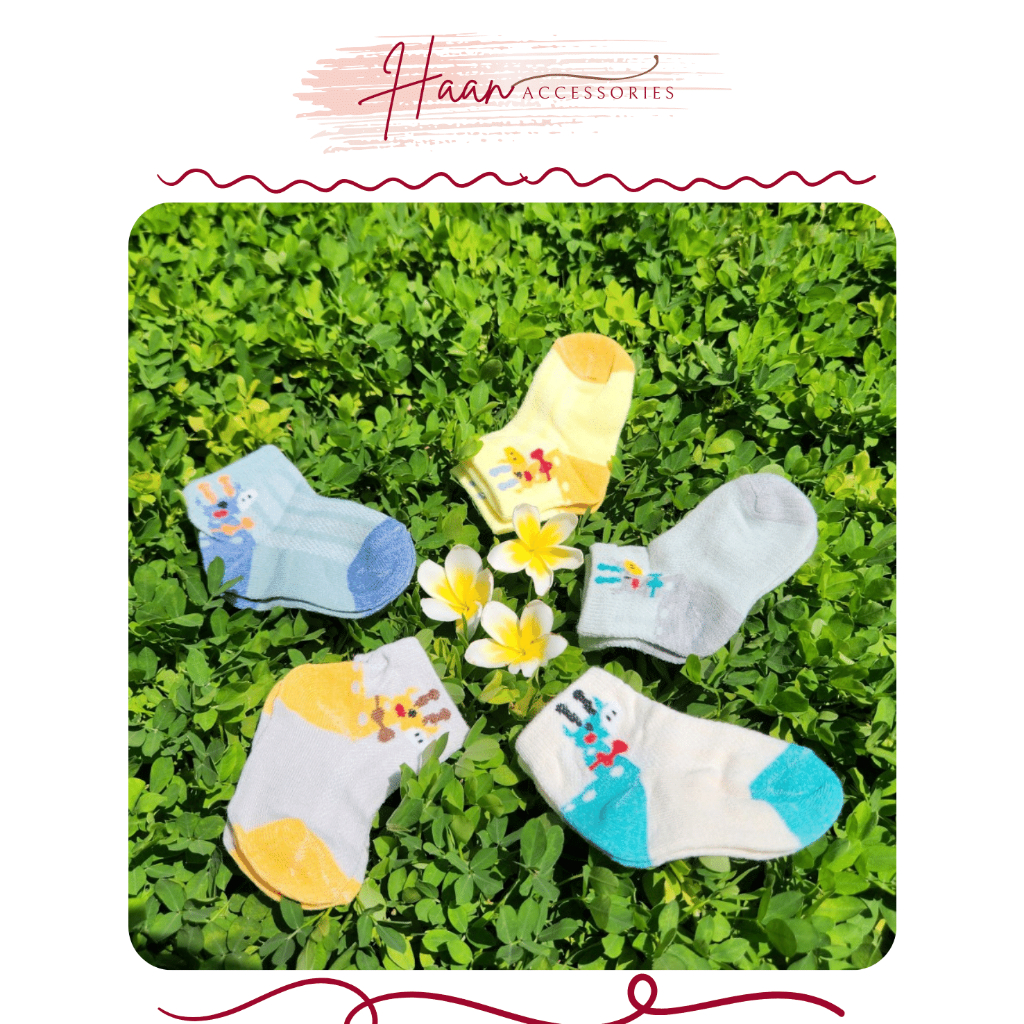 Set 5 đôi tất lưới trẻ em sở sinh họa tiết hoạt hình dễ thương cotton loại 1, ảnh thật, giá rẻ, chất đẹp. Cotton Trơn Mù