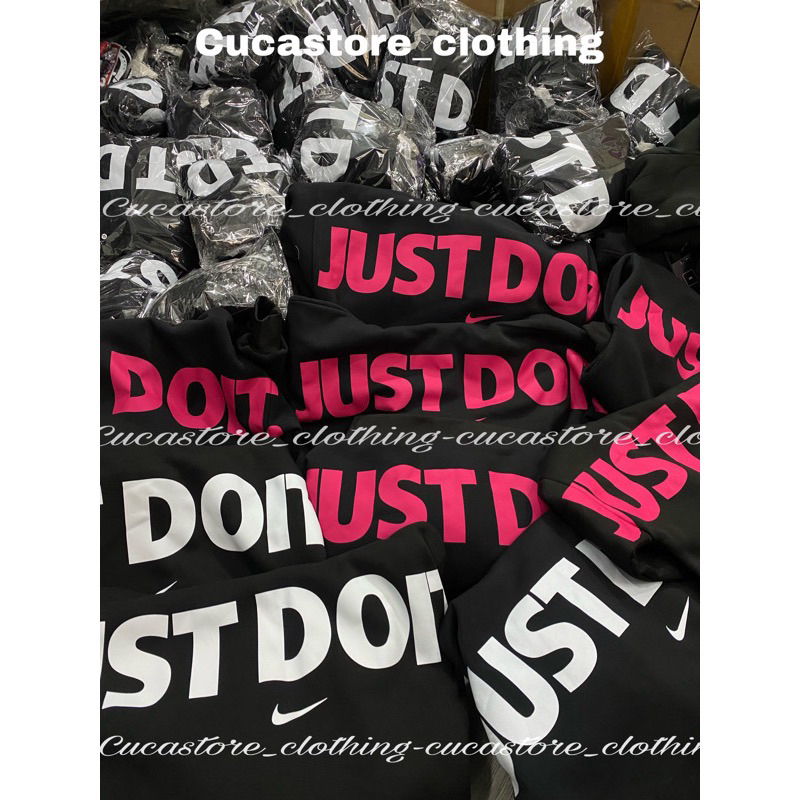 Áo Hoodie Just do it chữ hồng biglogo cao cấp, áo nỉ mùa đông Unisex full bọc tag