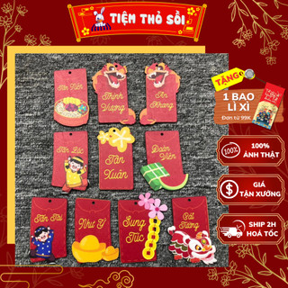 Set 10 Món Gỗ Tô Màu Lì Xì Decor Trang Trí Siêu Xinh - Set Sáng Tạo Trang Trí Tết, Mua 2 Set Tặng 8 Màu 1 Cọ - Thỏ Sồi