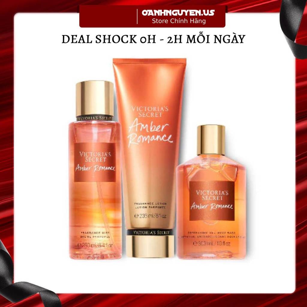 Dưỡng thể + Lotion + Sữa Tắm + Xịt Thơm Victoria’s Secret Amber Romance 236ml ( mới về )