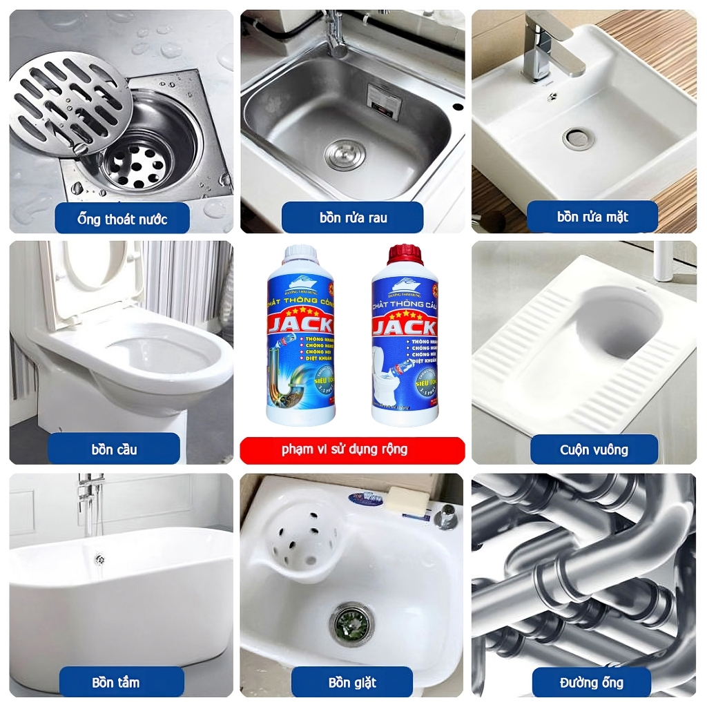 Chất Thông Cống Loại Chuyên Dụng Siêu Mạnh, Thông Tắc Nhanh Chóng Jack 1600ml