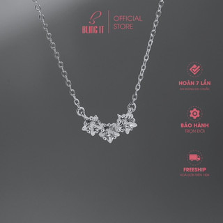 Dây chuyền bạc nữ có bảo hành BLINGIT hình ba ngôi sao đính đá phong cách vòng cổ nữ tính thanh lich BIVC212