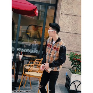 Áo Khoác Bomber BBR Họa Tiết Chữ Burberry Thêu Cực Nét Chất Liệu Vải 2 Lớp Dày Dặn From Dáng Unisex Nam Nữ Cực Hottrend
