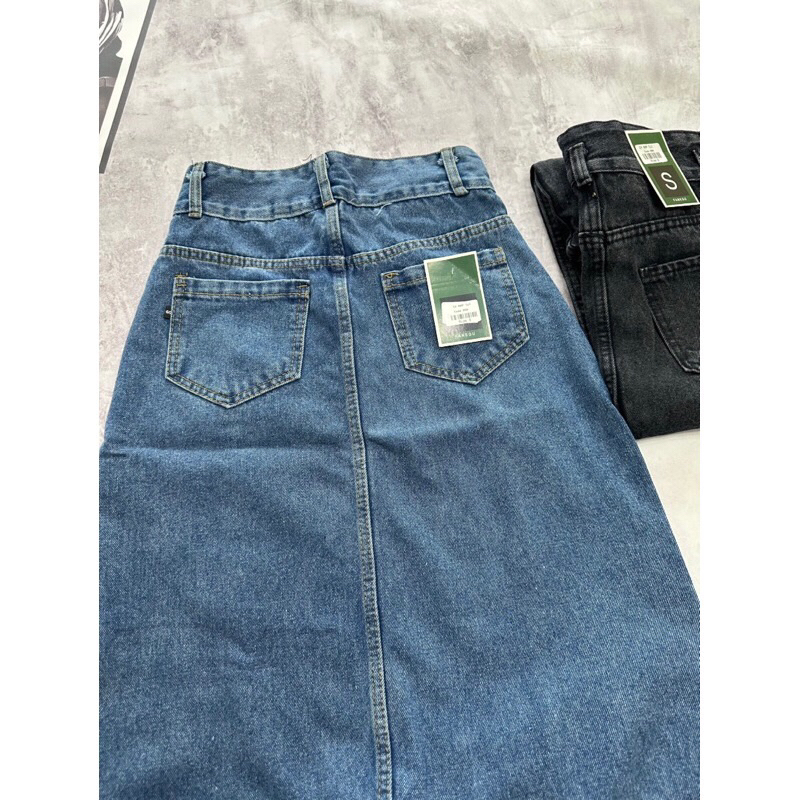 Chân váy jeans 2 khuy nắp túi style #090