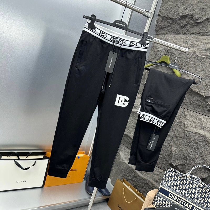 Quần Jogger Dài Nam D o Ce Nỉ Umi Đen Thêu Chữ Da Đùi Cạp Chun Dệt Chữ DG Sọc Kẻ Đen Trắng Cho các Boy Phố Đi Chơi 2023