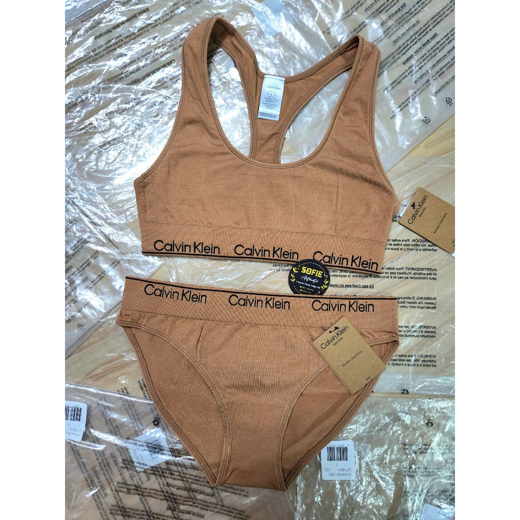 Set Sport Bra Không Mút JenniexCalvin Klein Modern Cotton Unlined Racerback Bralette/Bikini