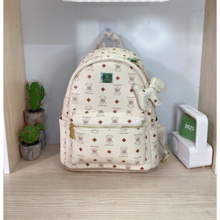  Balo da hoạ tiết gấu   kèm móc cún   có 2 size 