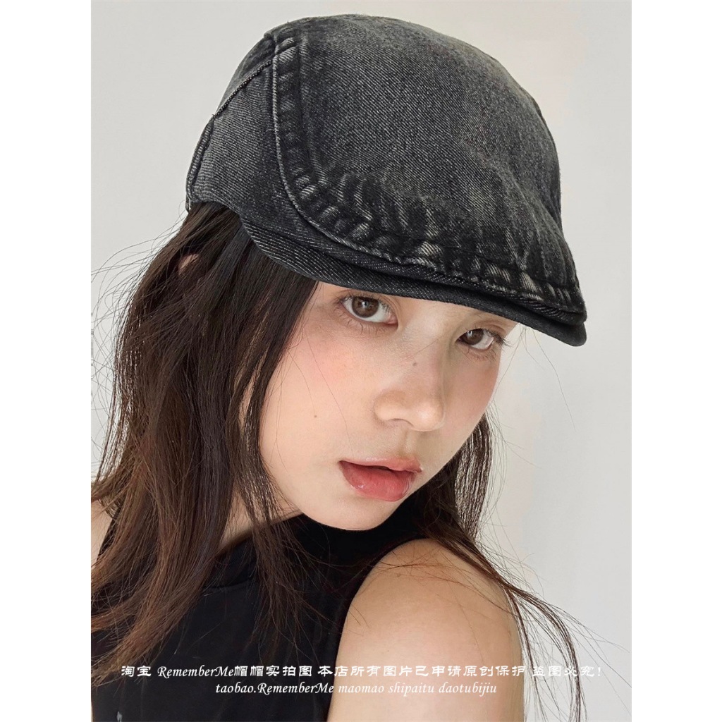 Nón nồi beret Mũ nồi bê rê Cao bồi Chất Jean Denim Phong cách Retro Cổ Điển Vintage Có khóa điều chỉnh