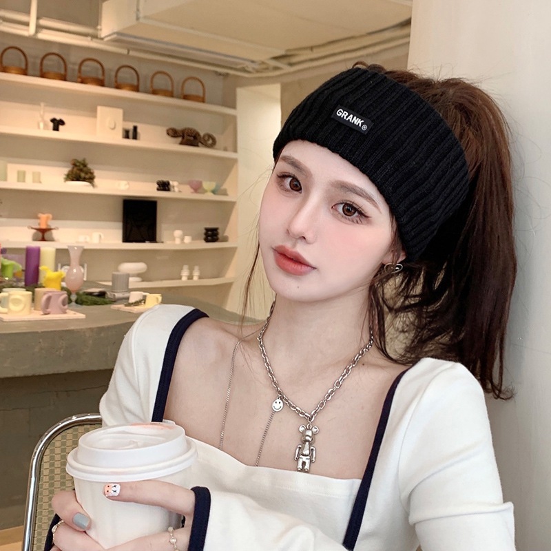 Mũ len nửa đầu Băng đô nữ Len gân dọc Thể thao Mũ len Băng đô Nửa đầu Phong cách Hàn Quốc Năng động