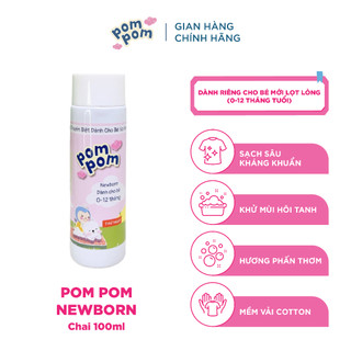  Nước Giặt Xả Cho Bé Sơ Sinh 0-12 Tháng Pom Pom Newborn Sạch Sâu Nôn Trớ cùng Hương Phấn Rôm Dịu Nhẹ
