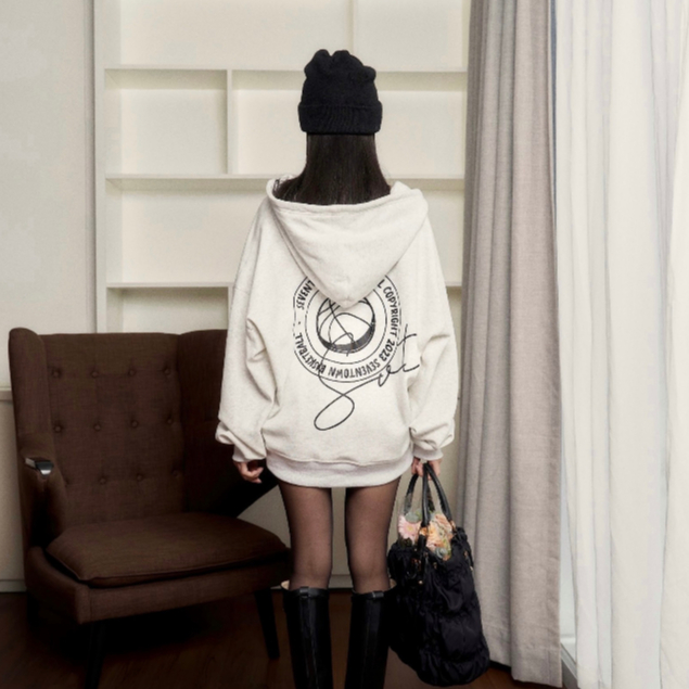 Áo Hoodies Unisex SEVENTOWN BASKETBALL ZIP màu Xám Sữa Local Brand