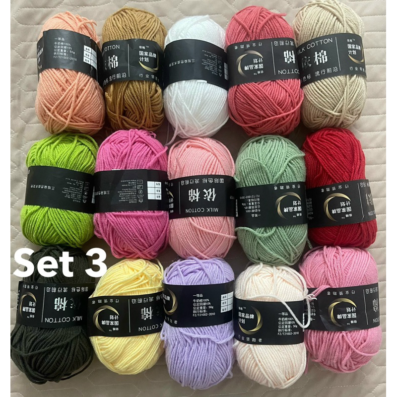 Set 15 cuộn len milk cotton 50g mác đen