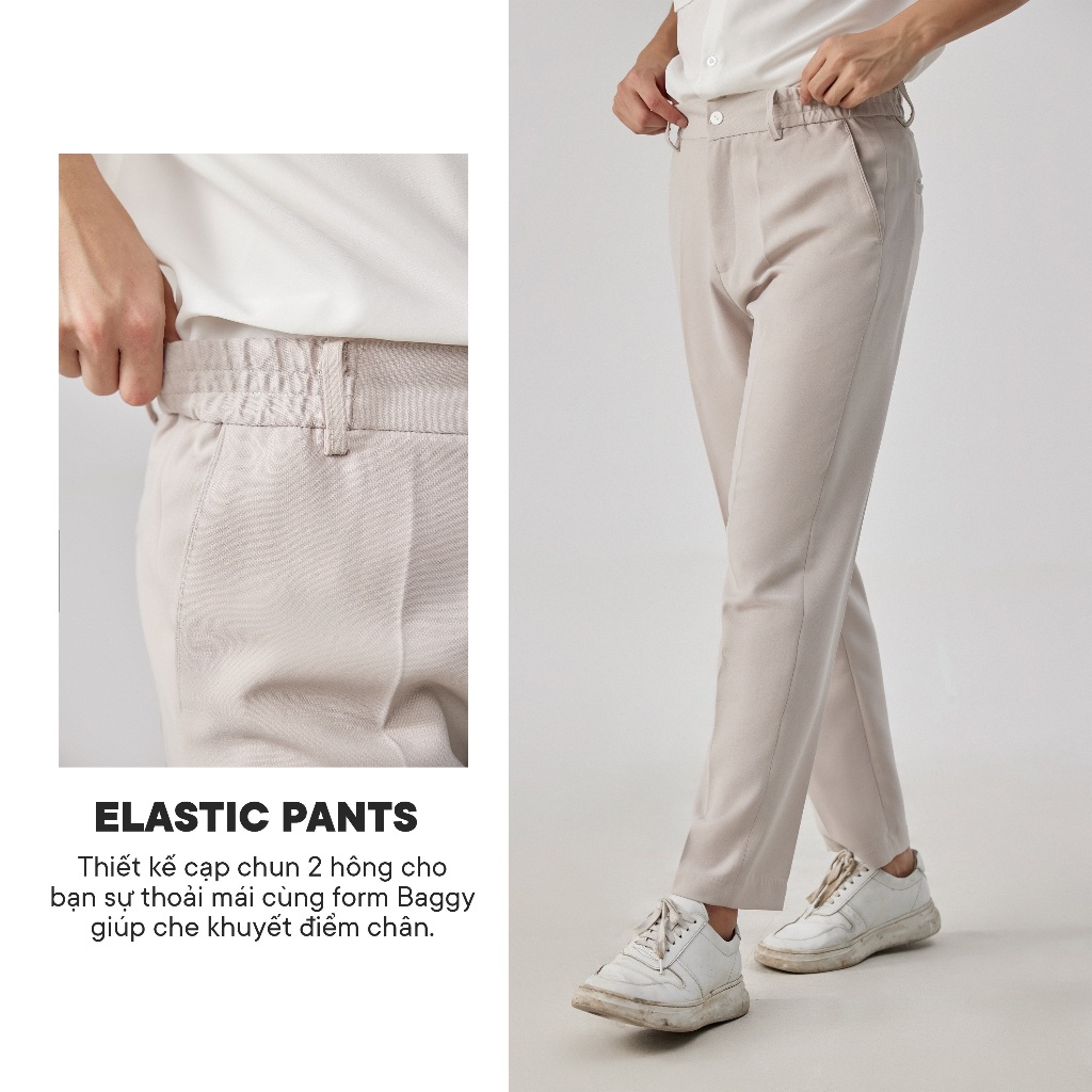 Quần âu nam hàn quốc cạp chun LZS ống côn dáng slimfit màu đen, quần tây nam công sở co giãn vải mềm mịn lên dáng đẹp