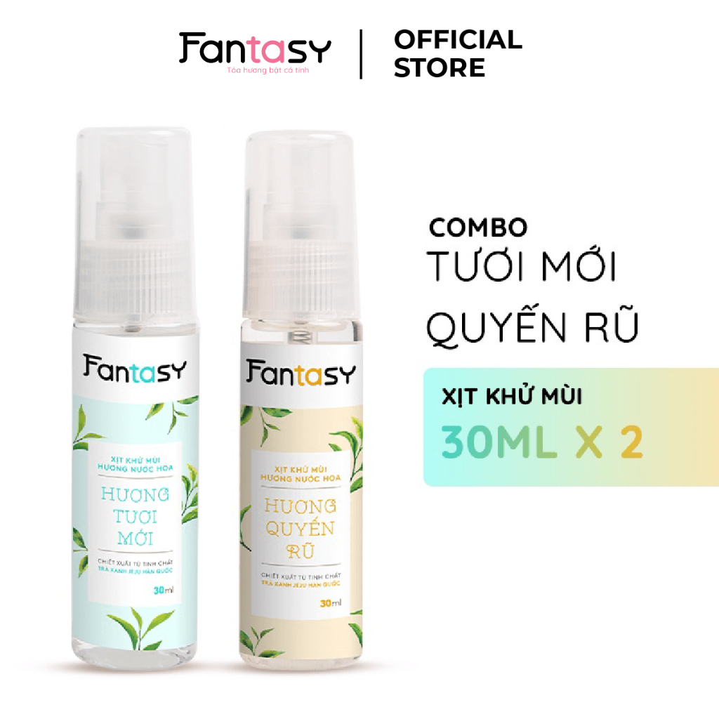 Combo 2 Xịt khử mùi hương nước hoa Fantasy giúp da sáng mịn, mờ thâm 30ml/chai