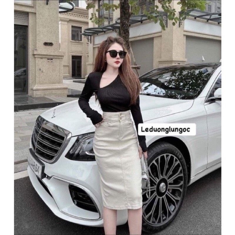 Chân váy giãn 2 khuy hot trend#4001