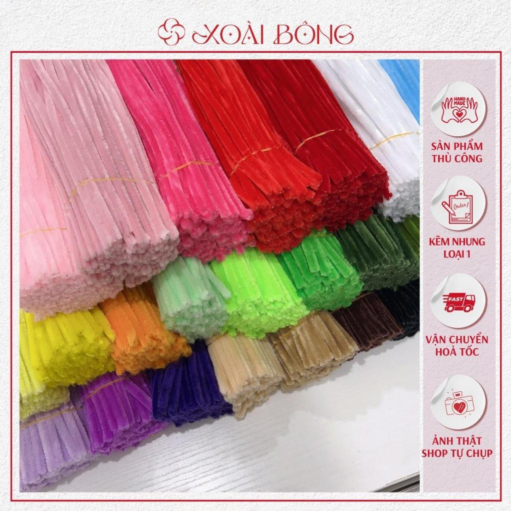 Kẽm nhung loại 1  lông đều, mềm mịn set 100 sợi làm handmade KN2301