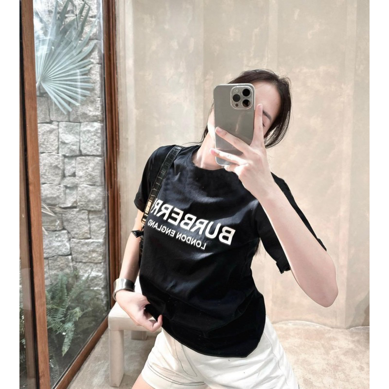 ÁO PHÔNG MÀU ĐEN CHỮ BURBERRY