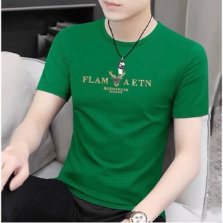 Áo thun nam- màu xanh lá, áo thun cổ tròn tay ngắn,chất cotton thun lanh, co giãn, thấm mồ hôi tốt