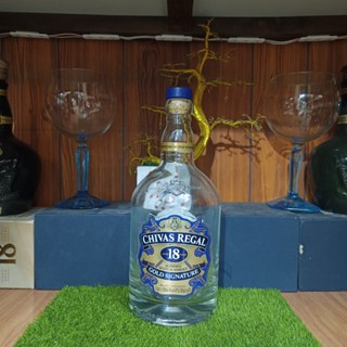 Vỏ chai rượu ngoại Chivas 18 1000mL Xuất xứ Scotland chính hãng mới 99% (chai rỗng)