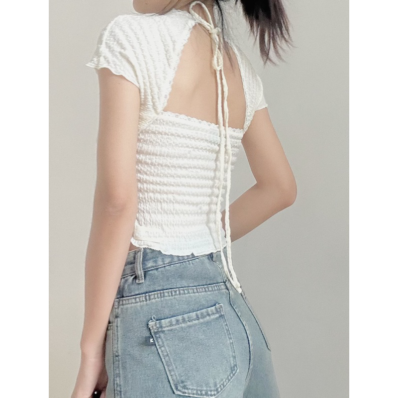 Áo kiểu hở lưng Taki 18made ✿ 𝐁𝐲 𝐄𝐢𝐠𝐡𝐭𝐞𝐞𝐧 𝐀𝐠𝐚𝐢𝐧