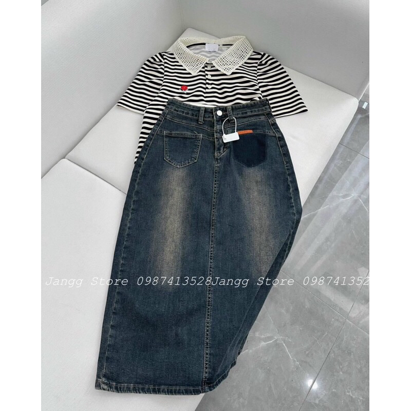 Chân váy chữ A tháo túi trước xẻ sau hot trend