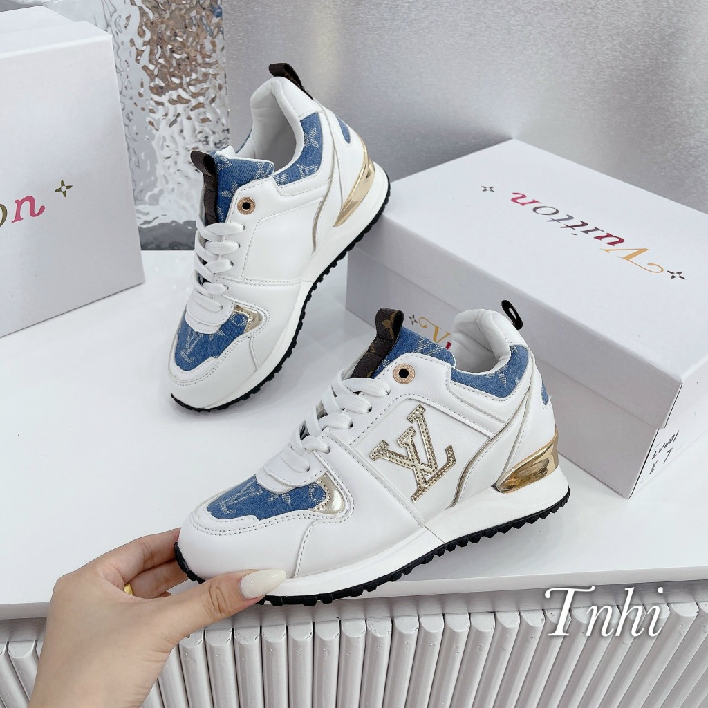 GIÀY THỂ THAO LV GÓT VÀNG PHỐI DENIM