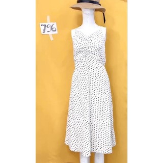 đầm kaki dây chấm bi. S796