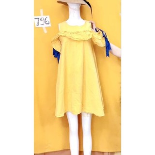 đầm sơmi xòe chữ A phối tay cột nơ. S796