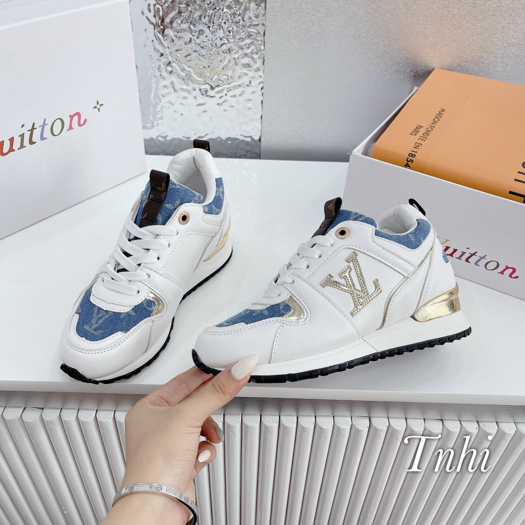 GIÀY THỂ THAO LV GÓT VÀNG PHỐI DENIM