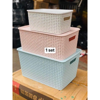 Giỏ Nhựa Có Nắp 3 Size Việt Nhật, Giỏ Đựng Đồ Đa Năng Tiết Kiệm Không Gian, Rổ Nhựa Đựng  Đồ Có Nắp Đậy 3388