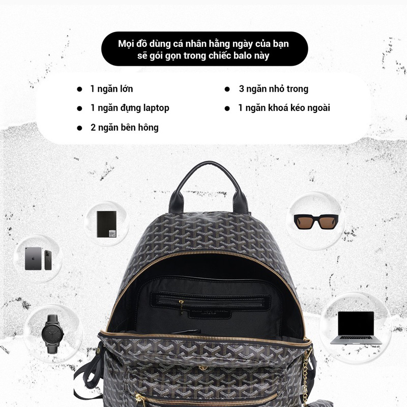 Balo da EDMOND MASION MONOGRAM SS2 trắng cao cấp tặng ví keychain và cardholder size L