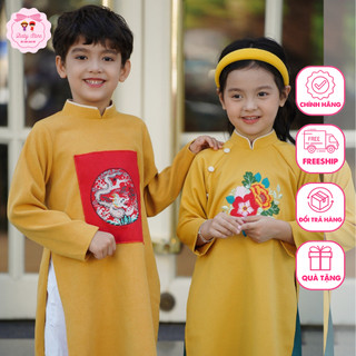 Áo dài cách tân anh em 🔥SALE SỐC🔥 tiết kế cổ tàu tay dài hiện đại, thêu hình tỉ mỉ - Áo Dài Cho Bé Baby Store - ADB32