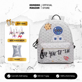 Balo qsn edmond masion monogram tặng kèm móc khoá ngựa da cao cấp đi học đựng laptop size l