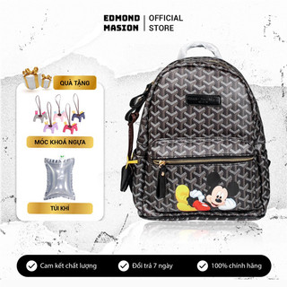 Balo qsn edmond masion monogram mickey tặng kèm móc khoá ngựa da cao cấp đi học đựng laptop size m/l