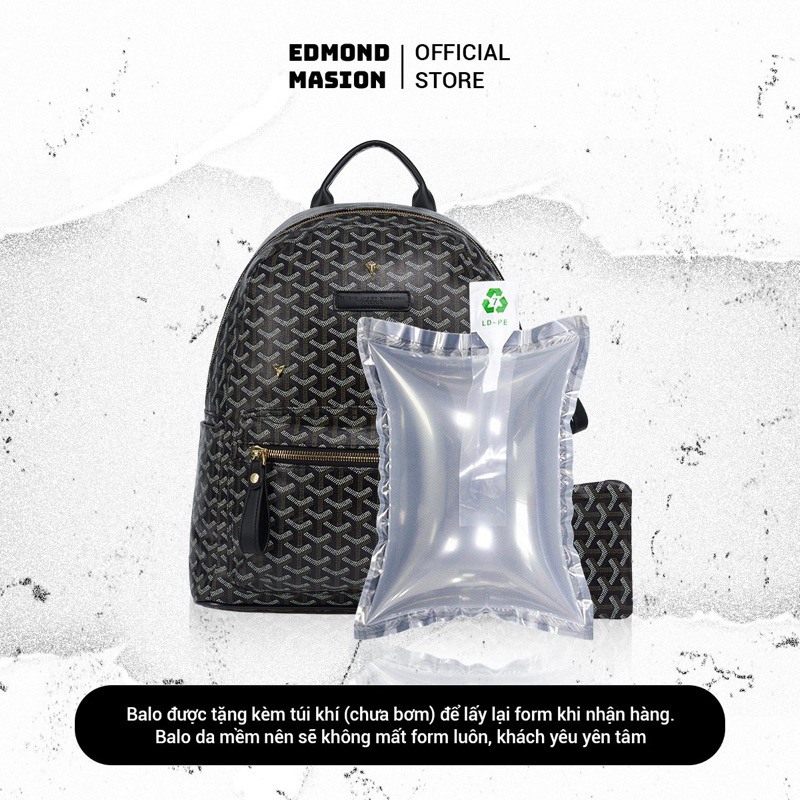 Balo QSN EDMOND MASION MONOGRAM Simpsons đen tặng kèm móc khoá ngựa da cao cấp đi học đựng laptop size M/L