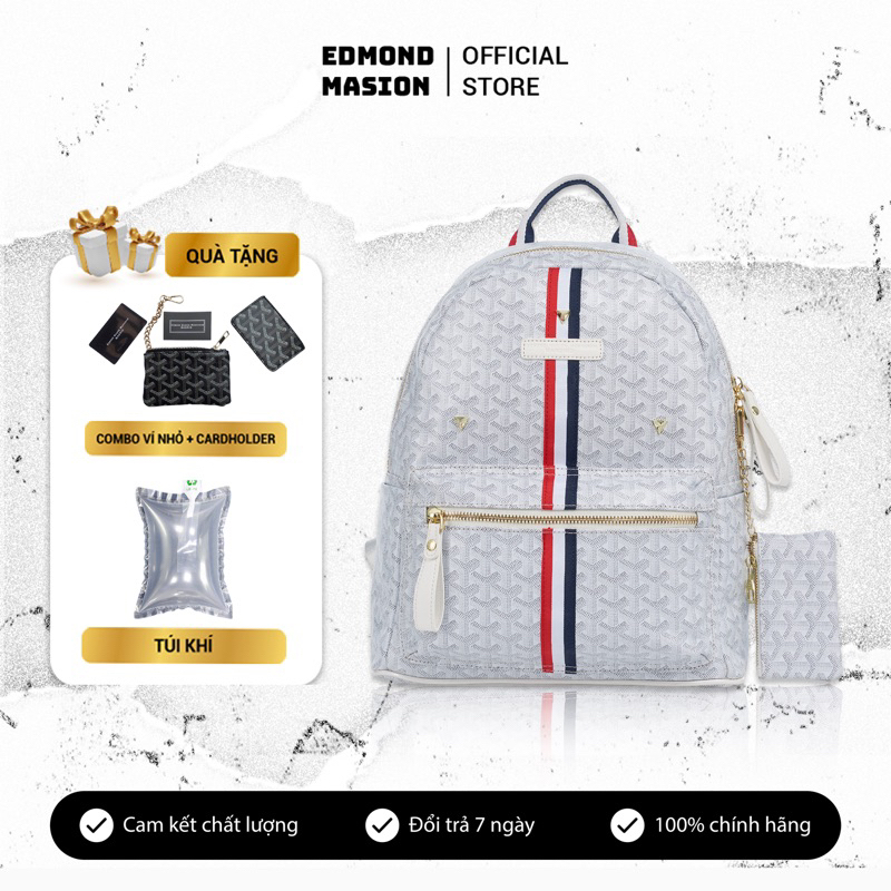 Balo da EDMOND MASION MONOGRAM SS2 trắng cao cấp tặng ví keychain và cardholder size L