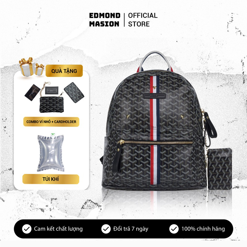 Balo da EDMOND MASION MONOGRAM SS2 trắng cao cấp tặng ví keychain và cardholder size L
