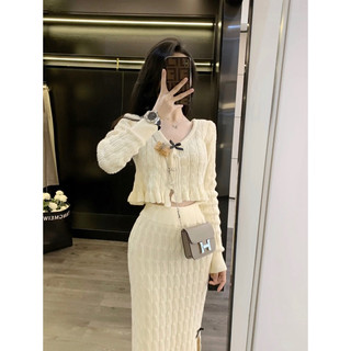 [𝐇𝐚̀𝐧𝐠 𝐒𝐚̆̃𝐧] Set Đầm Len Tiểu Thư Cúc Ngọc Gắn Nơ Ngọt Ngào Phong Cách Hàn Quốc Hot Trendy 2023