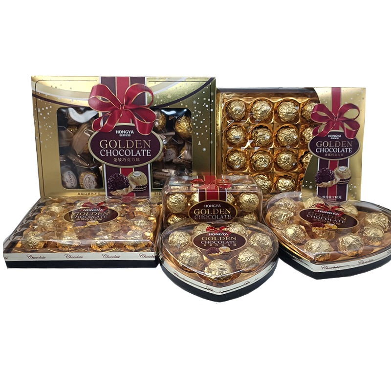 Combo 2 hộp SOCOLA HONGYA GOLDEN / Socola GOLDEN HÌNH VUÔNG - TRÁI TIM Món quà tết sang trong ý nghĩa