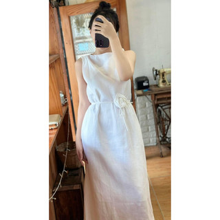 Váy thắt eo vải linen tưng premium mềm mại thoáng mát