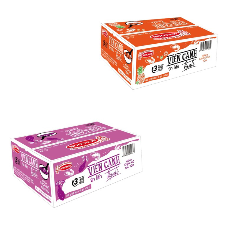 Thùng 8 hộp viên canh ăn liền Kanli Acecook vị canh chua tôm, khoai mỡ nấu tôm - MFC house