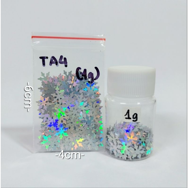 Kim tuyến hình bông tuyết trang trí tranh cát chảy, móc khóa resin