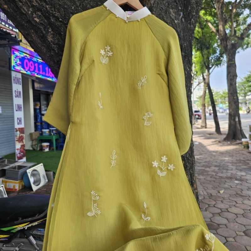 🥰áo dài tơ  4 tà  đẹp mềm mịn xuông vải hàng thiết  kế hoa thêu cao cấp đẹp giá rẻ🥰