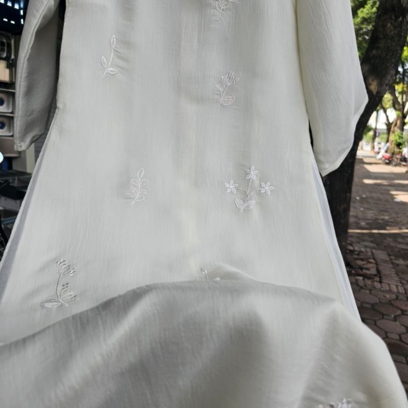 🥰áo dài tơ  4 tà  đẹp mềm mịn xuông vải hàng thiết  kế hoa thêu cao cấp đẹp giá rẻ🥰