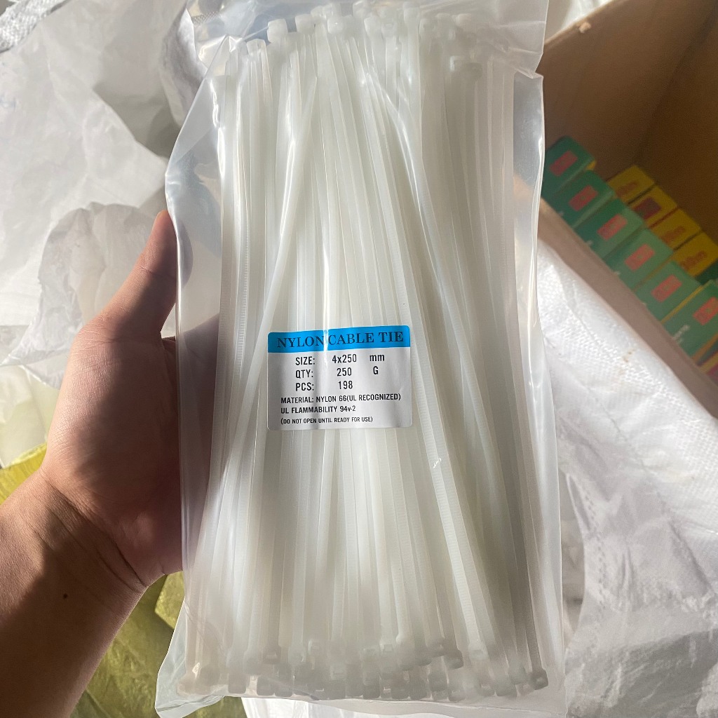 Dây thít nhựa rút nhựa 1 túi lạt trắng đen 10cm 15cm 20cm 25cm 30cm 40cm 50cm gói Đủ DTN-T-DU