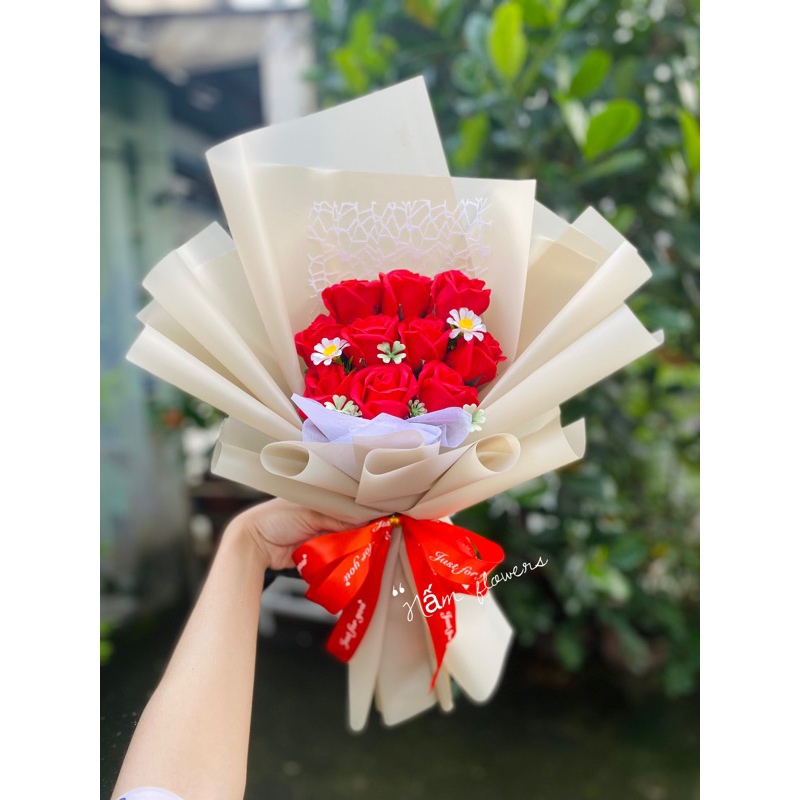 Hoa sáp thơm 10 bông dành tặng người thân ngày lễ, sinh nhật, 14/2