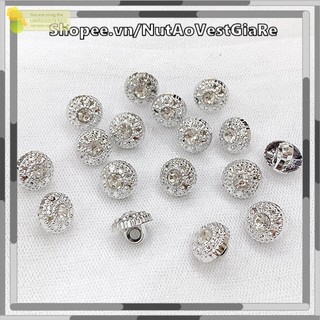 Nút cườm trang trí cho áo sơ mi 1.1cm, nút nhựa giả đá giá hạt dẻ