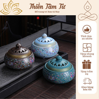Lư Xông Trầm Hương, Lư Đốt Nhang Trầm, Lư Xông Trầm Hương Đỉnh Đốt Bằng Gốm Sứ Cao Cấp