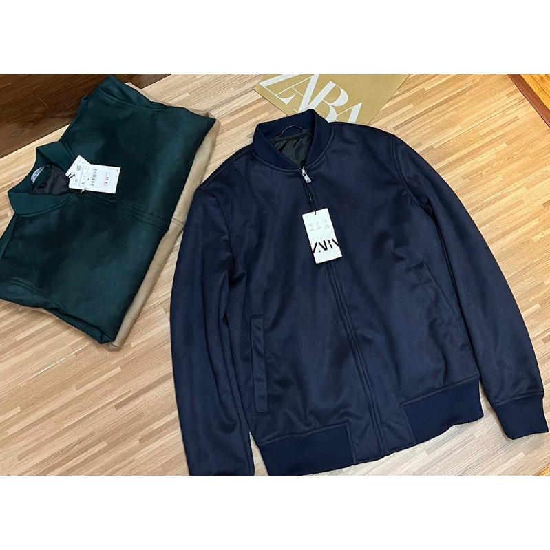 Áo khoác bomber Za/Ra da lộn nam trẻ trung thanh lịch hàng xuất khẩu chính hãng