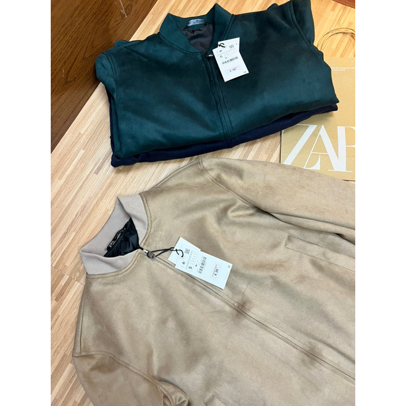 Áo khoác bomber Za/Ra da lộn nam trẻ trung thanh lịch hàng xuất khẩu chính hãng